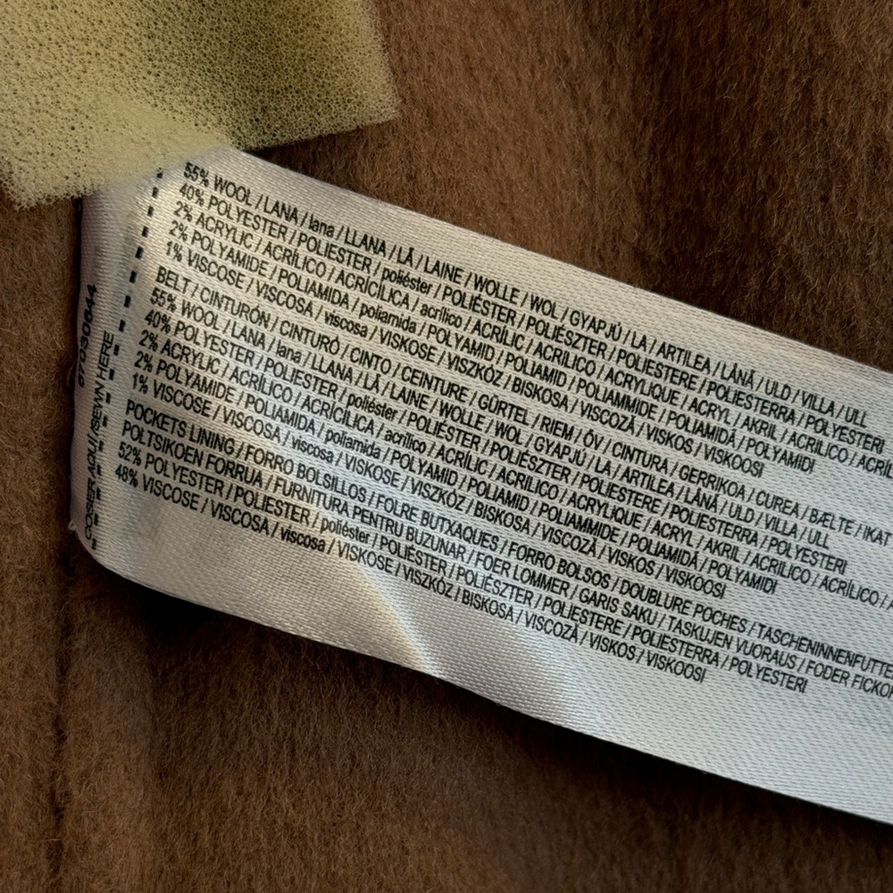 Mango Tan Handmade Wool Pea Coat Size Medium - Picture 9 of 10